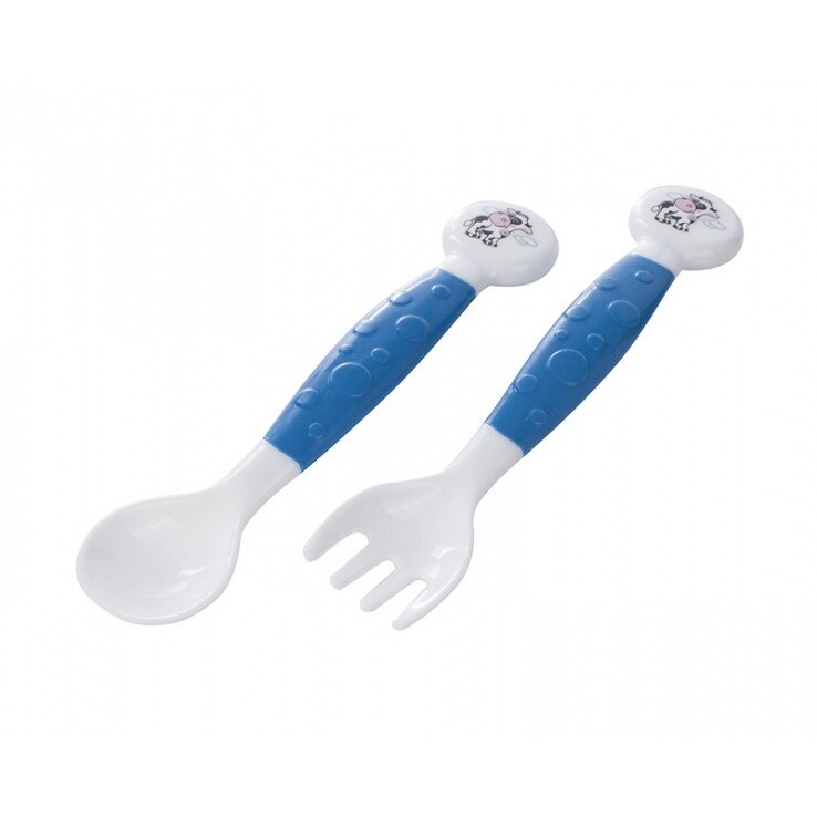 Set tacamuri, furculita, lingurita, flexibile, albastru, Canpol, 56/580