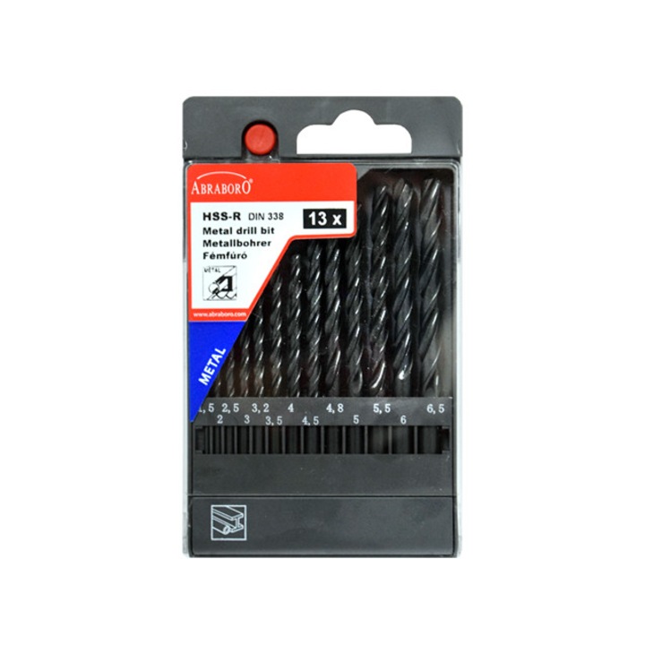 ABRABORO® HSS-R fémfúró készlet, 13 részes