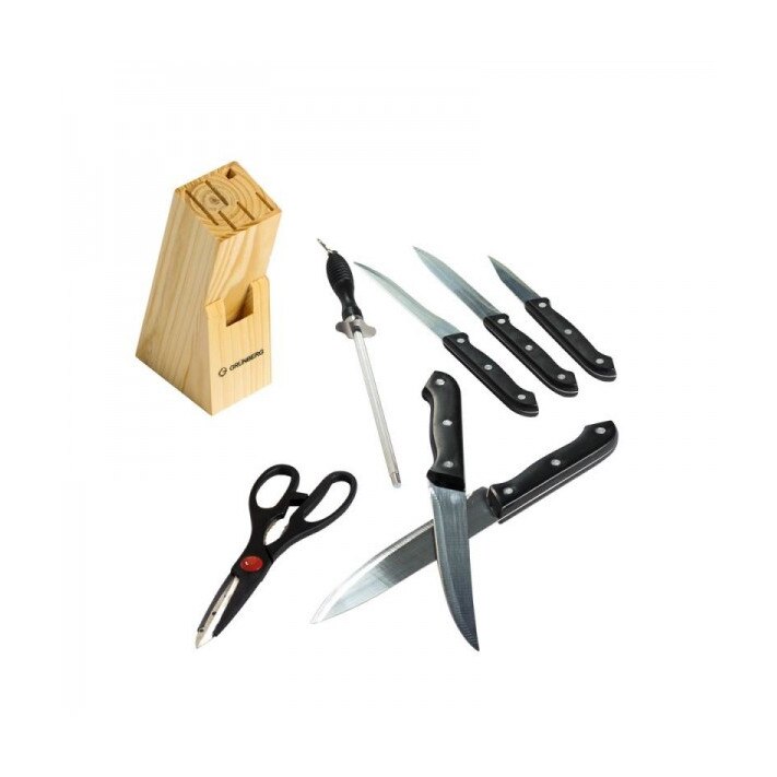 Set cutite 15 piese cu sport de lemn