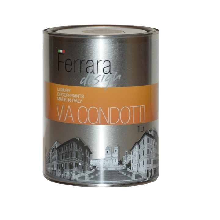 Vopsea decorativa Via Condotti, Ferrara Design, culoare aurie, pe baza de apa, pentru interior, 4 L