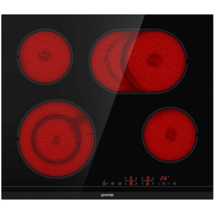Стъклокерамичен плот Gorenje ECT643BCSC, сензорно управление,4 нагревателни зони, Черен