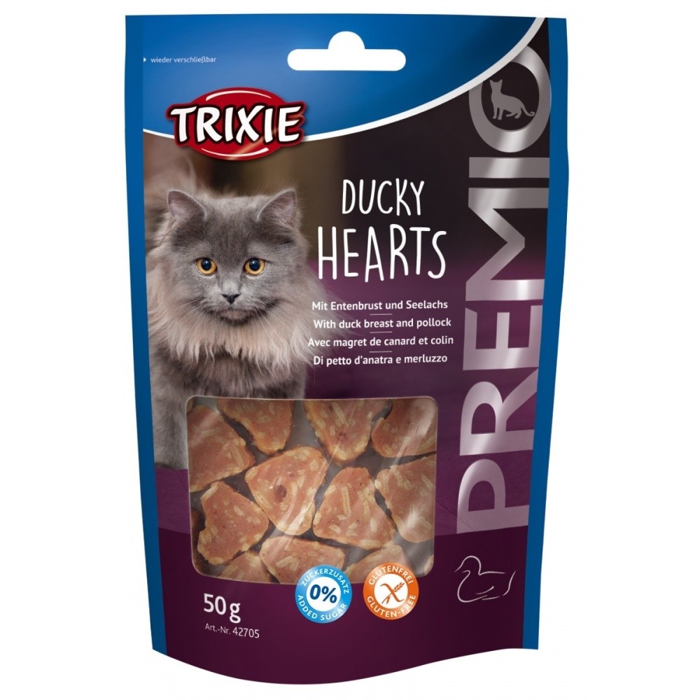 Recompensa Trixie Premio Hearts cu rata/peste pentru pisici 50 g 42705