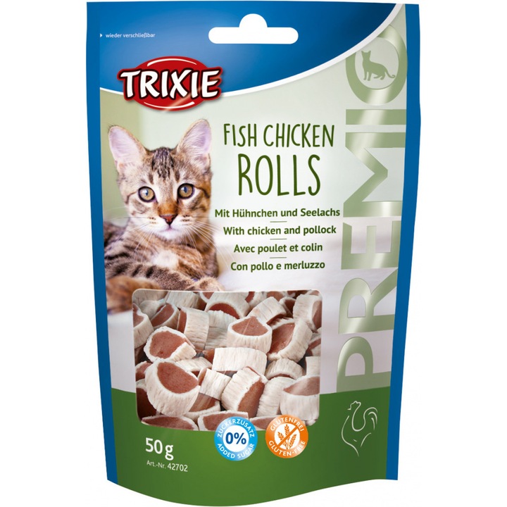 Trixie Premio jutalomfalat macskáknak, hal/csirke, 50g