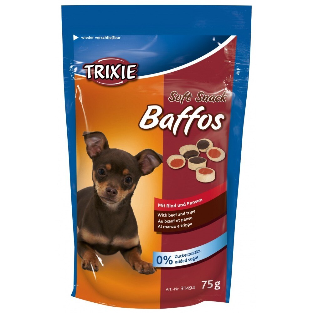 Recompensa Trixie Soft Snack Baffos cu vita si burta pentru caini 75 g 31494