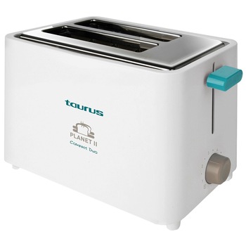 Prajitor paine Taurus Planet II, 750W, 2 felii, termostat, 6 trepte, functie Stop, Alb/Argintiu Prajitor paine Taurus Planet II, 750W, 2 felii, termostat, 6 trepte, functie Stop, Alb/Argintiu