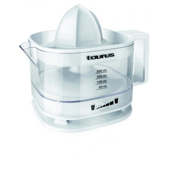 Storcator citrice Taurus TC 350, 25W, 0.35 l, rotire dual sens, selector cantitatea de pulpa, indicator de nivel, Alb Storcator citrice Taurus TC 350, 25W, 0.35 l, rotire dual sens, selector cantitatea de pulpa, indicator de nivel, Alb