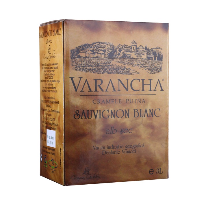 Бяло вино Crama Garboiu Varancha Sauvignon Blanc, Сухо, 3 L, 12,5%