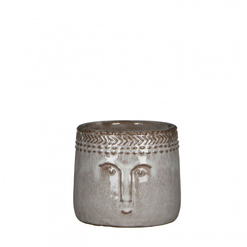 Ghiveci ceramic Happy de culoare maro, cu diametrul de 8 cm