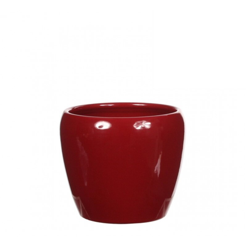 Ghiveciul rotund Lidy din ceramica, de la Edelman, culoarea rosie, potrivit plantelor mici si mijlocii, precum cactusii sau suculentele, cu inaltimea de 13 cm si diametrul de 15,5 cm