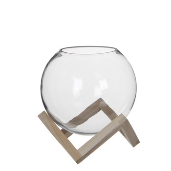 Bol de sticla cu suport din lemn natur pentru terariu Tokyo, cu diametrul de 28 cm Bol de sticla cu suport din lemn natur pentru terariu Tokyo, cu diametrul de 28 cm