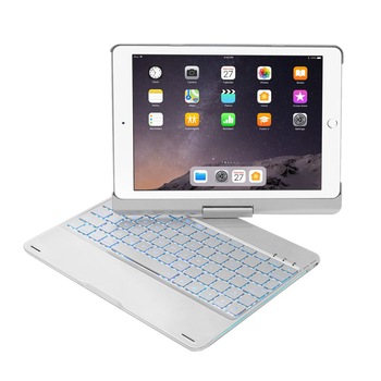 Husa carcasa cu tastatura LED Bluetooth Wireless pentru iPad Air, iPad Air 2, Ipad Pro 9.7, iPad 9.7 2017, 2018, aliaj aluminiu, argintiu, HOPE R Husa carcasa cu tastatura LED Bluetooth Wireless pentru iPad Air, iPad Air 2, Ipad Pro 9.7, iPad 9.7 2017, 2018, aliaj aluminiu, argintiu, HOPE R