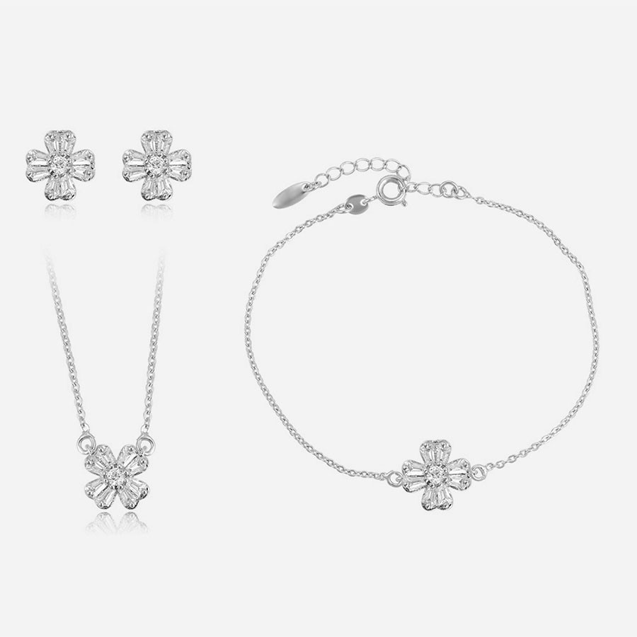 Set Delicate White Gold placat cu aur alb de 18k si cristale®