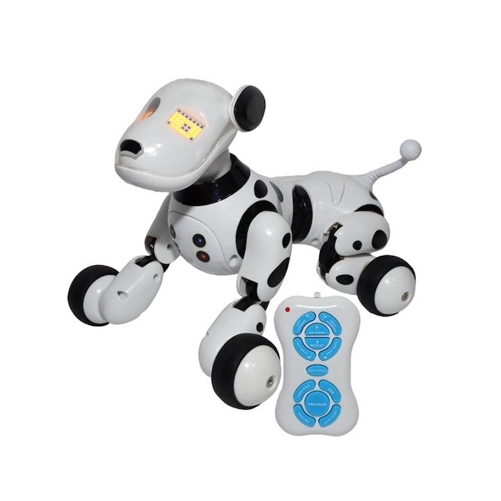 Beszélő robot távirányítóval Robot Dog, töltés USB-n keresztül, fehér/fekete, 8 év+