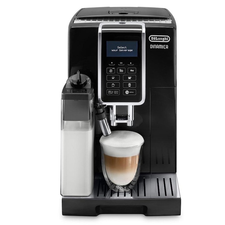 DeLonghi ECAM 350.55.B Dinamica kávéfőző, 1450W, 15 bar, 1.8 literes víztartály, Fekete