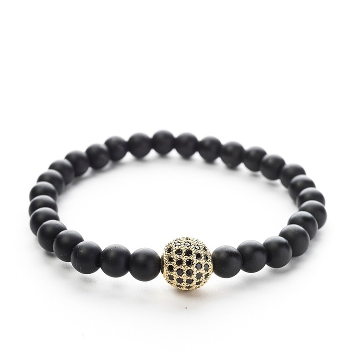 Bratara de margele negre onix, model Amedeo , unisex