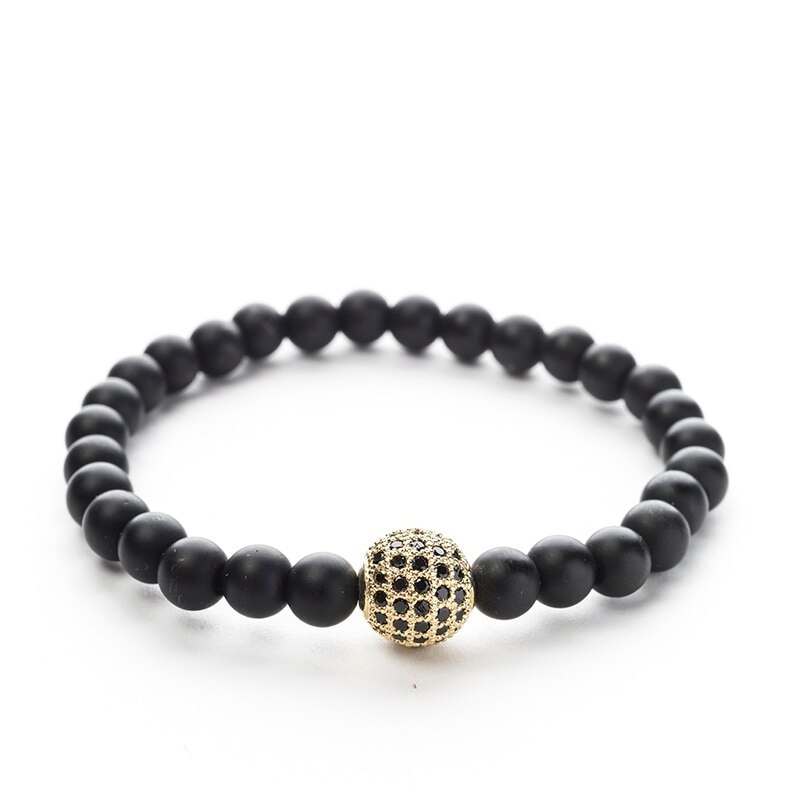 Bratara de margele negre onix, model Amedeo , unisex