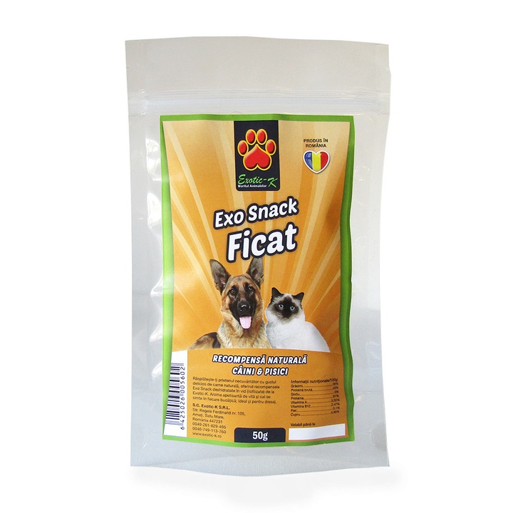 Hrana pentru caini si pisici EXO Ficat liofilizat 50 g