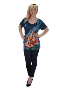 Tricou alb, design multicolor, D&J Exclusive, Bleumarin Tricou alb, design multicolor, D&J Exclusive, Bleumarin