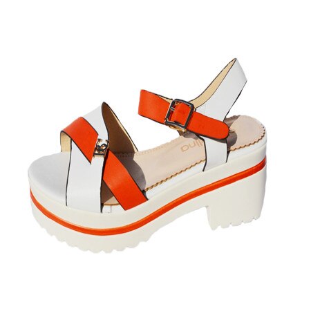 Sandale usoare cu talpa confortabila, D&J Exclusive, Alb/Portocaliu