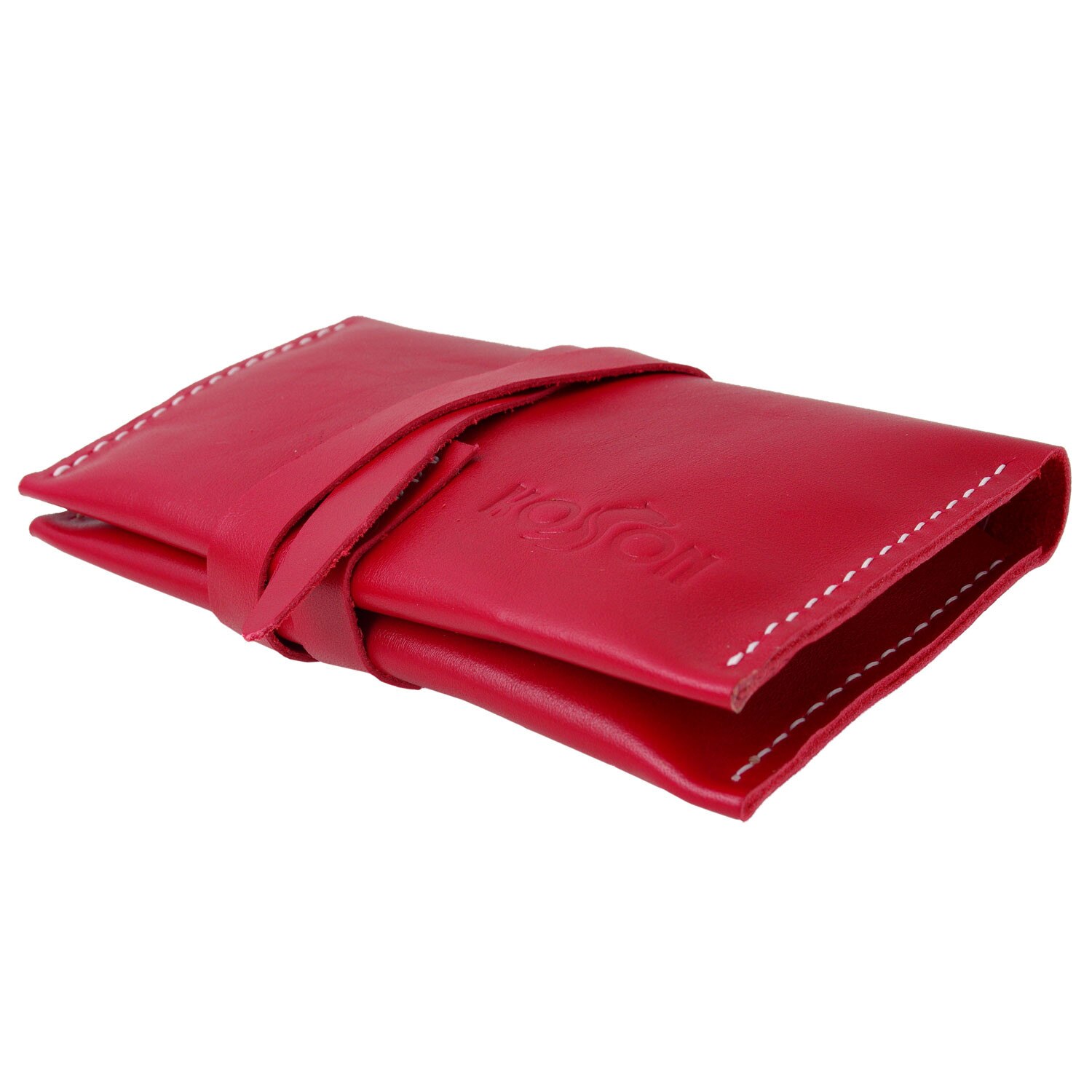 Portofel rosu Koson pentru tutun rulat handmade din piele naturala