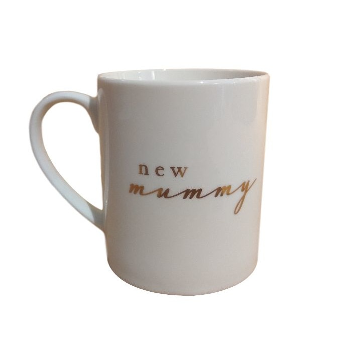 Cana din portelan, Bambino by Juliana, alba cu text auriu 