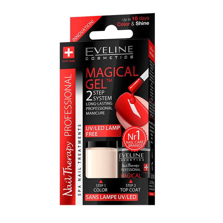 Lac de unghii, Eveline Cosmetics, Magical Gel - set 2 buc - nuanta 08