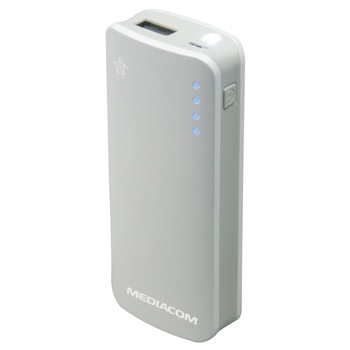 Acumulator extern Mediacom M-PBS52L, 5200mAh, indicator LED status incarcare, Alb Acumulator extern Mediacom M-PBS52L, 5200mAh, indicator LED status incarcare, Alb