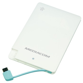 Acumulator extern Mediacom M-PBSF25 2500mAh, indicator LED status incarcare, Alb Acumulator extern Mediacom M-PBSF25 2500mAh, indicator LED status incarcare, Alb