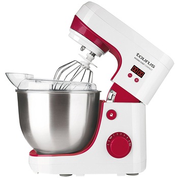 Mixer cu bol Taurus Mixing Chef Compact, 600W, 8 viteze, functie Puls, bol inox 4.2l, kit patiserie, Alb/Rosu Mixer cu bol Taurus Mixing Chef Compact, 600W, 8 viteze, functie Puls, bol inox 4.2l, kit patiserie, Alb/Rosu