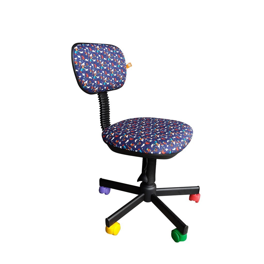 Scaun copii BAMBO, Albastru stofa cu model