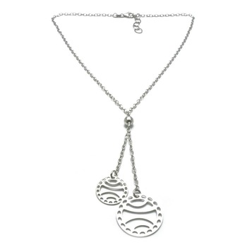 Colier argint rodiat Luxor Gioielli design italian cu pandante rotunde decupate, lungime reglabila Colier argint rodiat Luxor Gioielli design italian cu pandante rotunde decupate, lungime reglabila