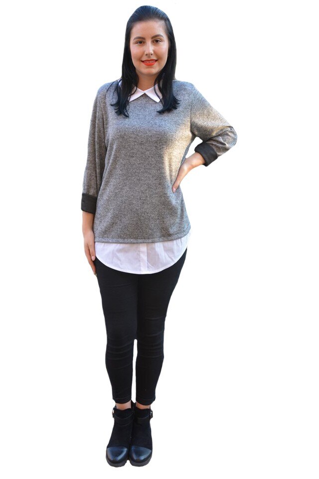 Bluza Ania casual-bussines din tricot ,D&J Exclusive, Gri