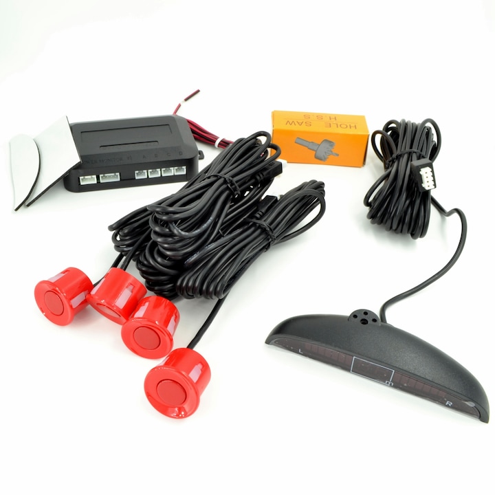 Senzori Parcare cu display LED, 4 senzori Rosu D33