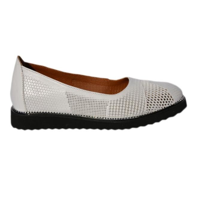 Balerini confortabili cu talpa joasa, , D&J Exclusive, Alb