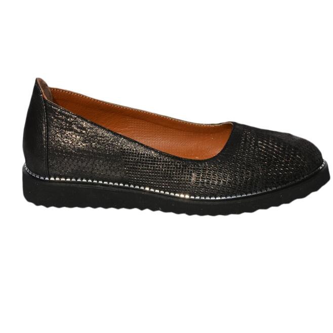 Balerini confortabili cu talpa joasa, , D&J Exclusive, Negru sidef