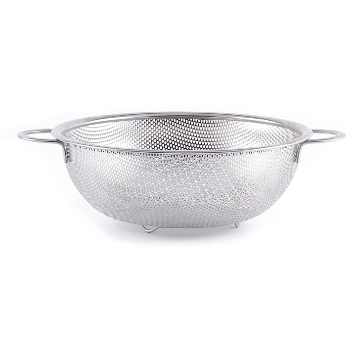 Colander Hendi, otel inoxidabil, cu baza si 2 manere, perforat, 315x(H)120 mm
