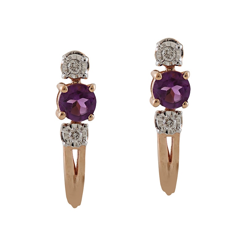 Cercei Deruvo Aur 18k Diamante, Ametiste ESAE02162-AMDR