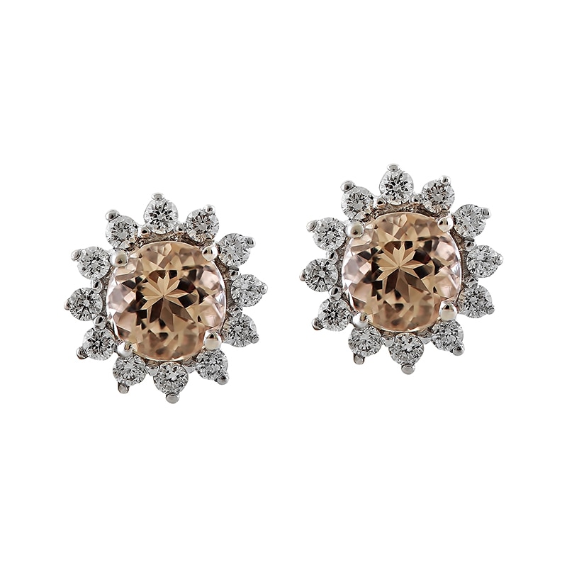 Cercei Deruvo Aur 18k Diamante, Morganite ESAE02053-MGDW