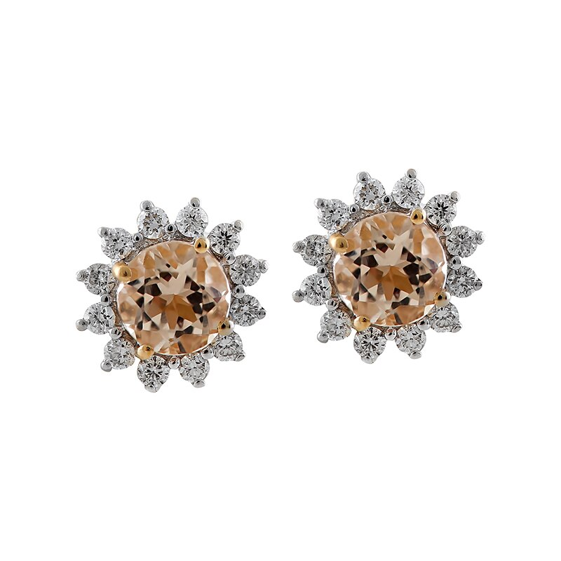 Cercei Deruvo Aur 18k Diamante, Morganite ESAE02053-MGDY