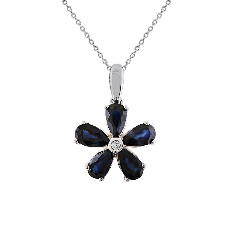 Pandantiv cu Lant Deruvo Aur 18k Diamant, Safire, 45 PSAP01824-SADW