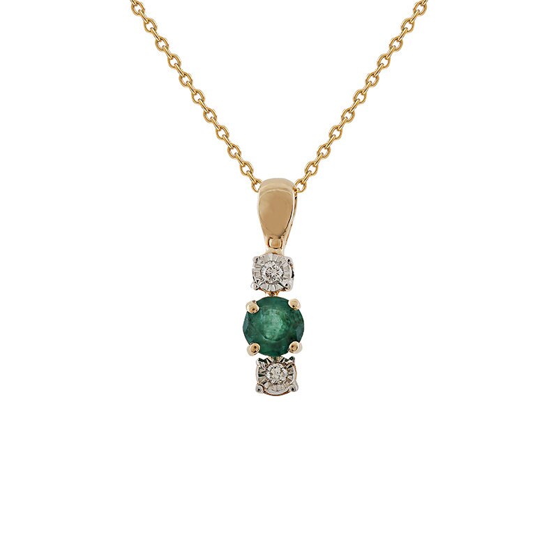 Pandantiv cu Lant Deruvo Aur 18k Diamante, Smarald, 45 PSAP02162-EMDY