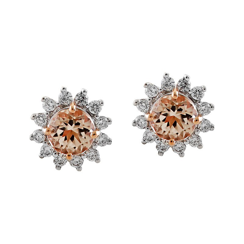 Cercei Deruvo Aur 18k Diamante, Morganite ESAE02053-MGDR