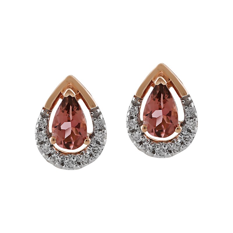 Cercei Deruvo Aur 18k Diamante, Turmaline Roz EAJE08499-PTUDR