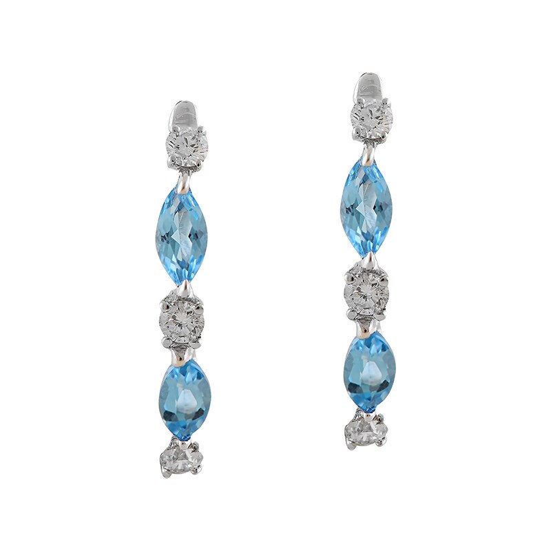 Cercei Deruvo Aur 18k Diamante, Topaz Albastru ESAE02275-BTDW