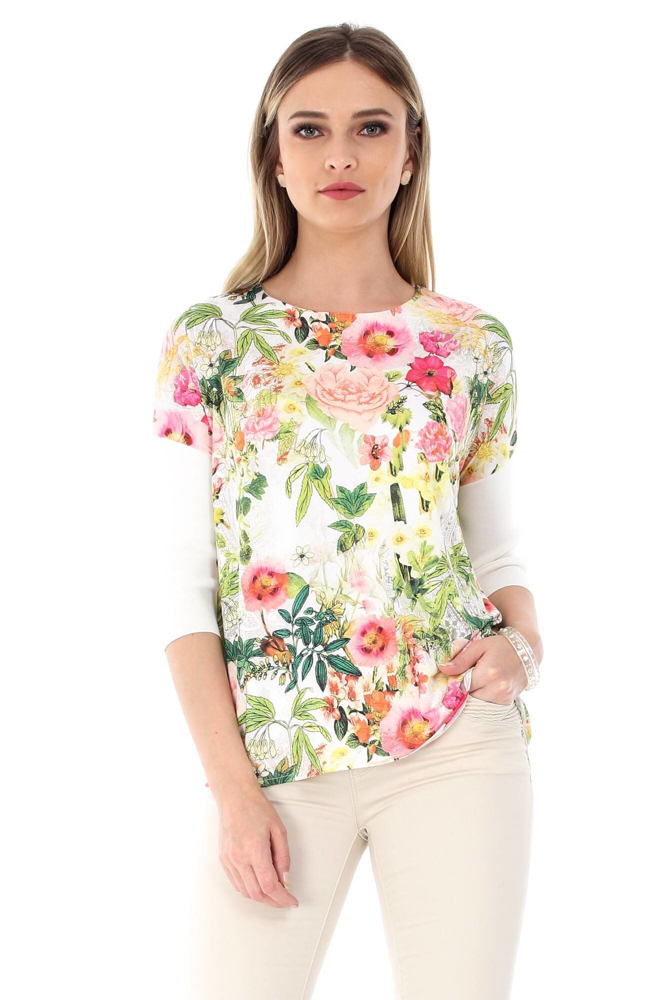 Bluza de dama, ROH, cu imprimeu, Crem