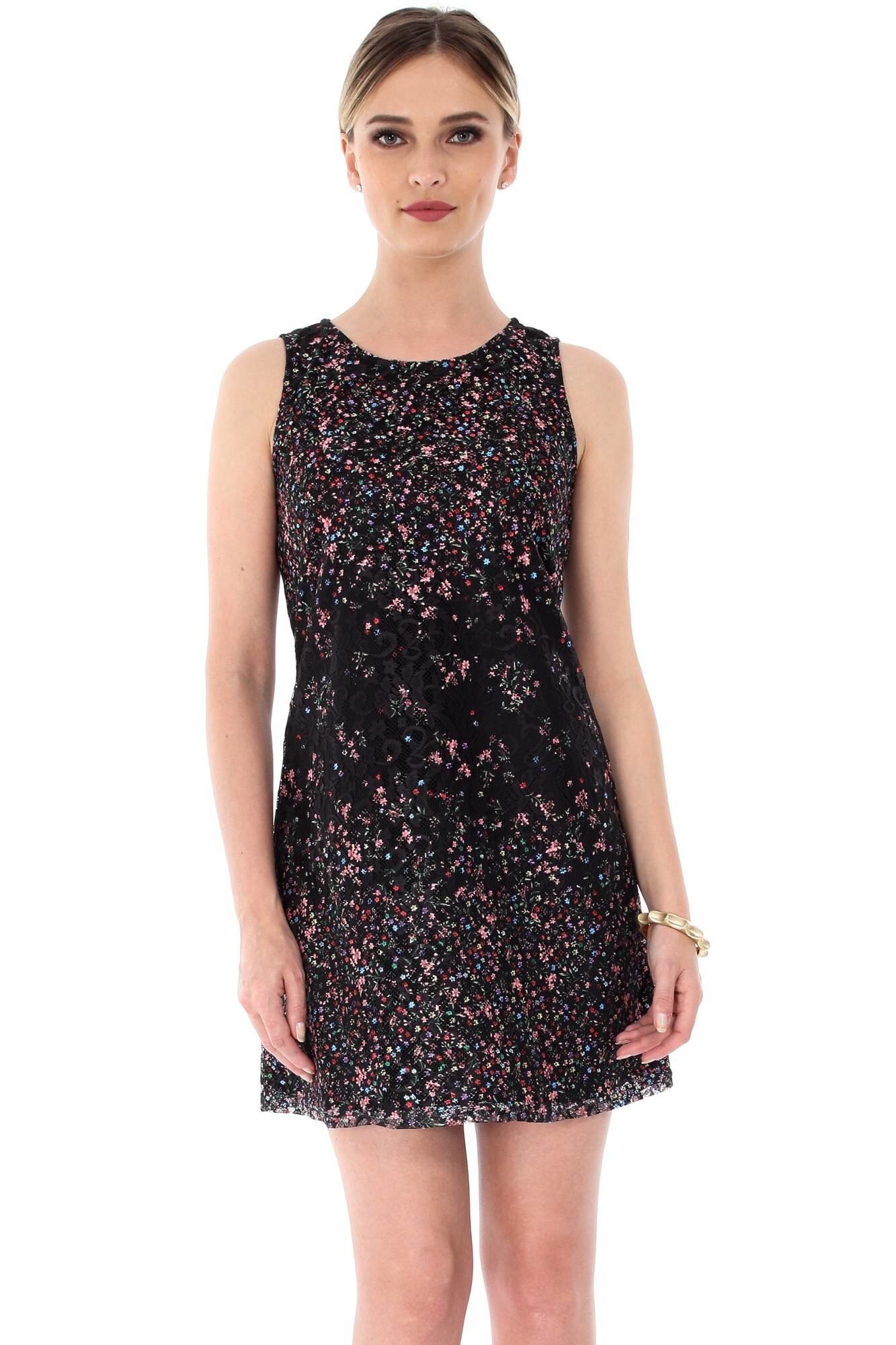 Rochie neagra, ROH, cu imprimeu colorat, 42