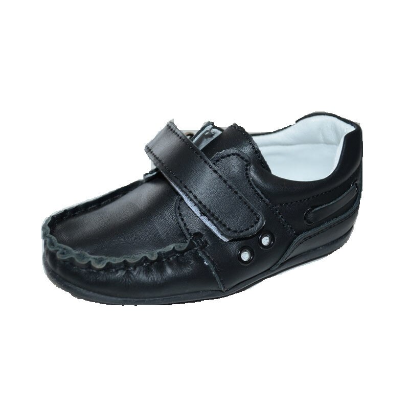 Mocasini ortopedici din piele, pentru baieti, Pinky Pinky, velcro, Negru