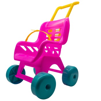 Carucior pentru Papusi , Roz/Galben/Bleu , inaltime 49 cm , Robentoys® Carucior pentru Papusi , Roz/Galben/Bleu , inaltime 49 cm , Robentoys®