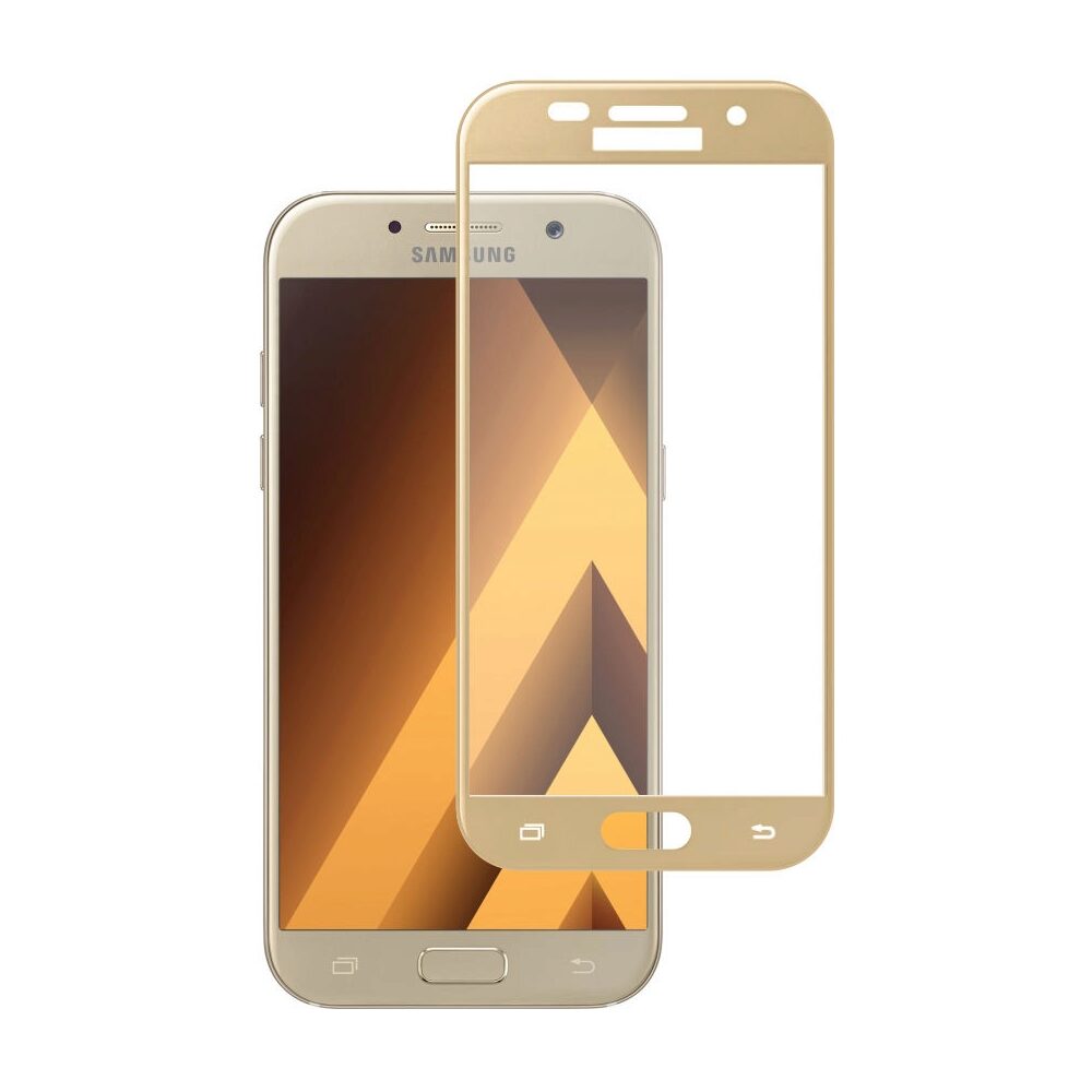 Folie Sticla BlueStar pentru Samsung Galaxy A5 (2017), 3D, Full Cover (acopera tot ecranul), Auriu