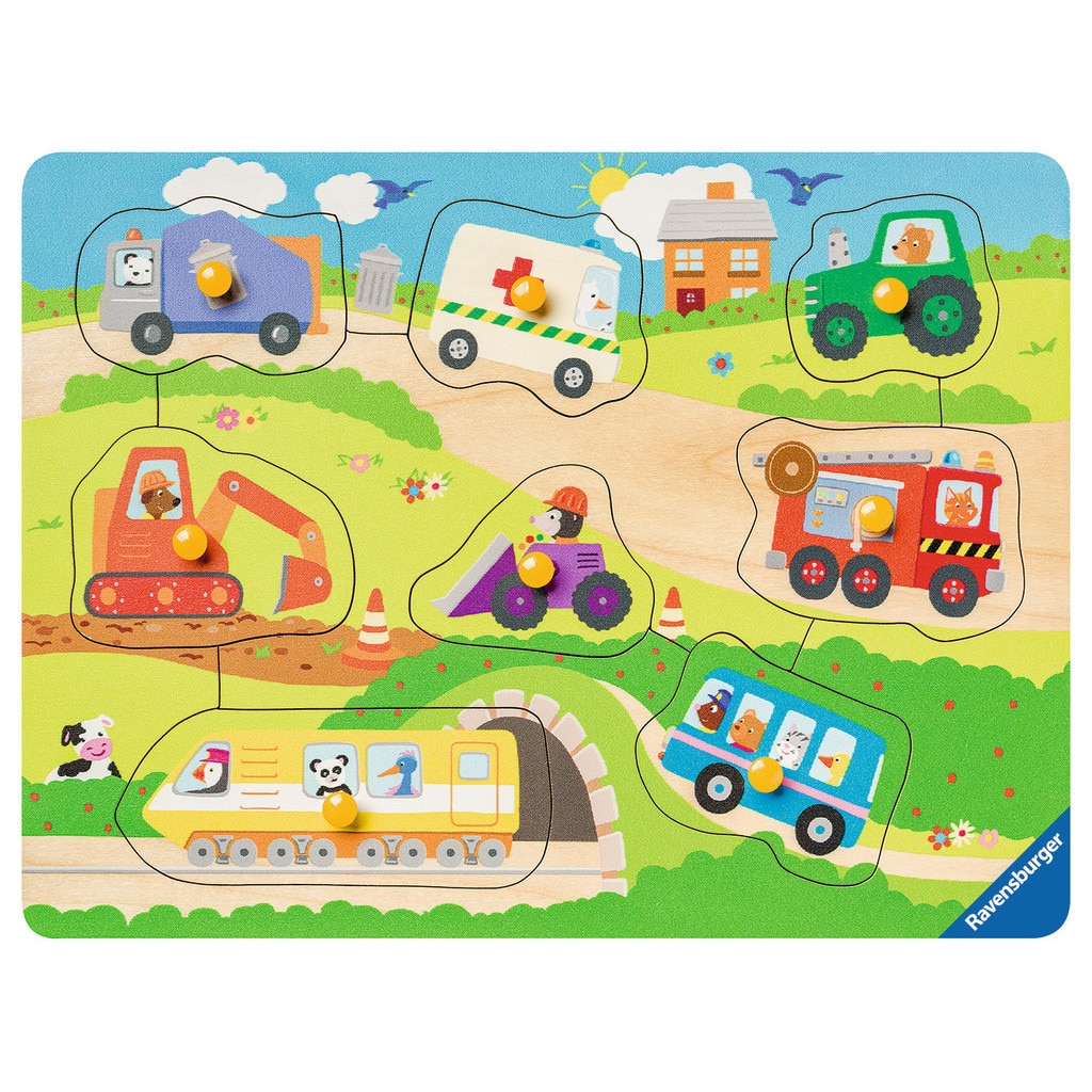 Puzzle din lemn Ravensburger - Vehicule, 8 piese (03684)